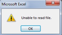 Read more about the article MS Excel Error-Unable to read file followed by file format or extension is not valid